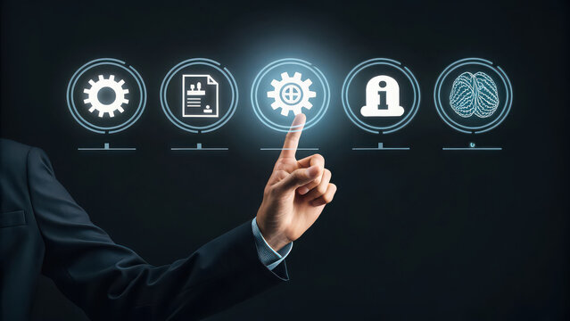 Business automation and technology concept with gears and ai for digital transformation strategy