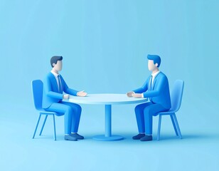 商談・打ち合わせ中のビジネスマン3Dイラスト