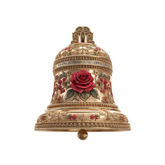 Ornate Gold Bell with Rose Detail - Decorative Antique Bell
