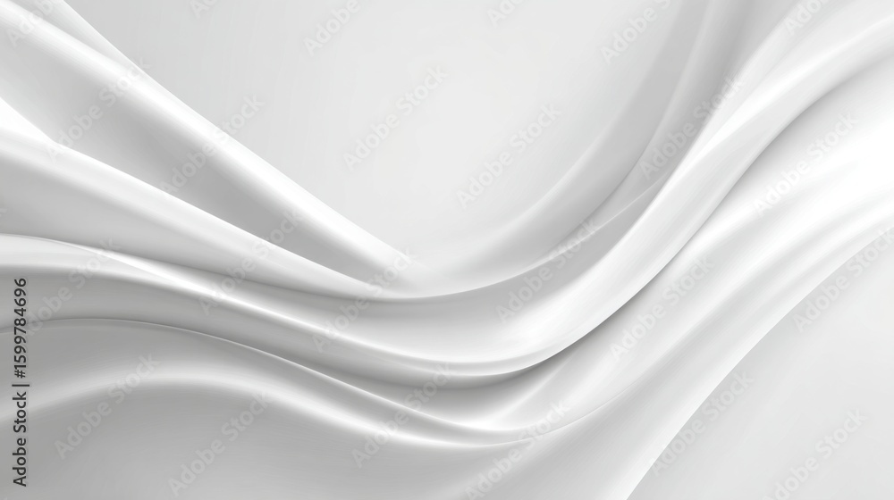 Poster delicate white fabric flows gracefully, forming soft curves and waves across a clean, smooth surface