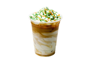 a cup of iced coffee with whipped cream and sprinkles