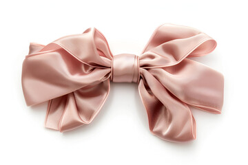 Elegant blush pink satin ribbon bow isolated on white