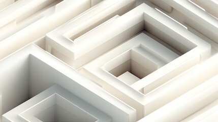 Abstract Geometric Maze Pattern In Off-White