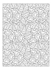 Doodle floral pattern in black and white. Page for coloring book: very interesting and relaxing job for children and adults. Black and white flower pattern for adult coloring book