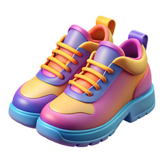 Colorful 3D sneakers  illustration isolated on a transparent background