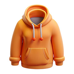 Orange hoodie with drawstrings 3d  PNG illustration isolated on a transparent background