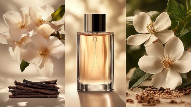Floral, vanilla perfume collage