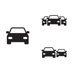 Black car icons on white background automobile vehicle