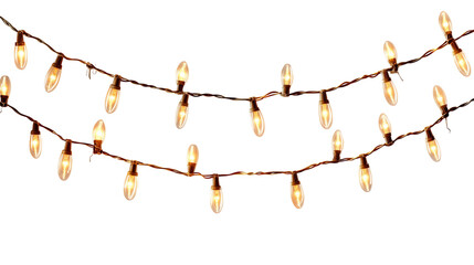 String lights warm festive decoration holiday celebration party decor night light glowing isolated on white background