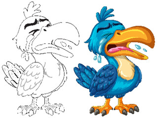 Colorful Hornbill Illustration with Expressive Emotions