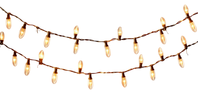 String lights warm festive decoration holiday celebration party decor night light glowing isolated on white background
