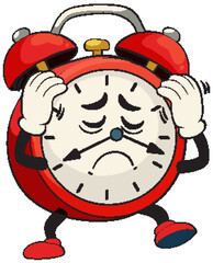 Sad Alarm Clock Cartoon Illustration