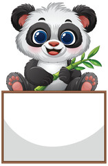 Cute Panda Holding Bamboo Illustration