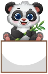 Fototapete Cute Panda Holding Bamboo Illustration © GraphicsRF