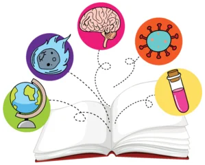 Fototapete Open Science Book with Educational Icons and Concepts © GraphicsRF