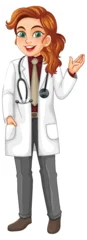 Fototapete Smiling Female Doctor in White Lab Coat Illustration © GraphicsRF