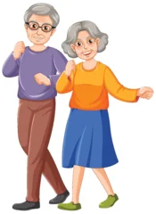 Fototapete Elderly Couple Walking Together in Vector Style © GraphicsRF