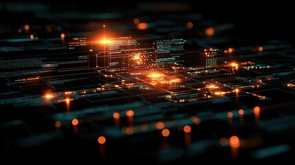 Abstract Digital Network: Glowing Circuit Board Visualization
