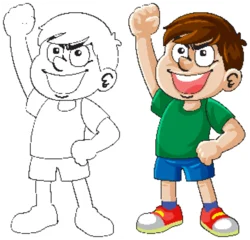 Fototapete Smiling Boy Raising Fist in Victory Pose © GraphicsRF
