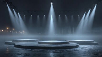 Stage lighting background empty podium for product showcase presentation



