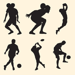 Dynamic football player action poses and team elements