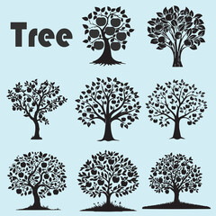 Vibrant orange and apple tree collection with seasonal elements