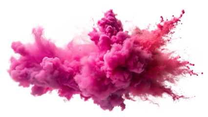 pink smoke paint explosion powder splash - isolated on a white background PNG,AI GENERATED