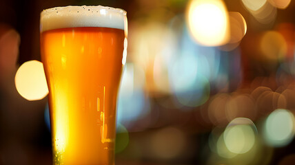 blurred background of a bar counter in a beer bar