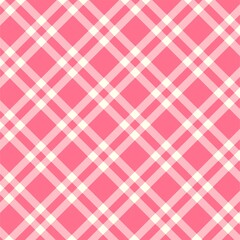 Pink seamless plaid fabric pattern with checkered gingham squares for tablecloth and textile design