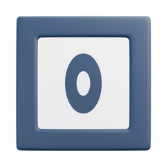 3D Number 0 Icon with Front Perspective View