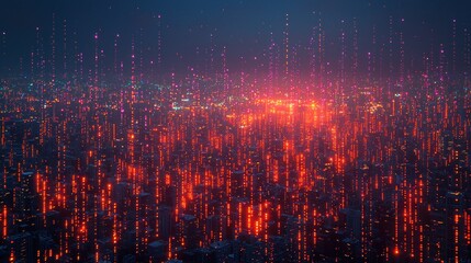 Cyberpunk Cityscape: Neon Lights and Digital Rain
