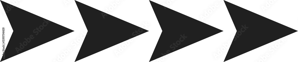 Poster four dark gray abstract triangular shapes pointing to the right on a black background