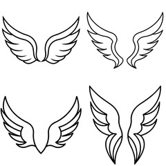 Obraz premium Wings Icon – Outline Vector Illustration of Bird or Angel Wings