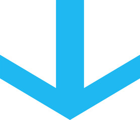 Bright blue downward arrow on a black background