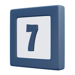 3D Number 7 Icon with Right Angle Perspective