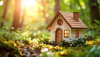 Whimsical Fairy House in Enchanted Forest, Magical Woodland Scene