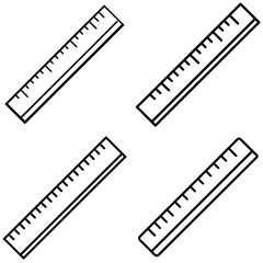 Fototapeta premium Wooden Ruler Icon – Outline Vector Illustration of Measuring Tool