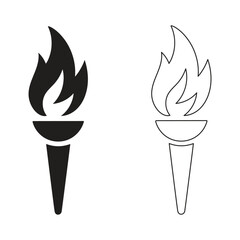 Torch icon flat and line art style vector illustration.