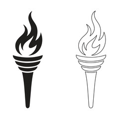 Flame torch icon vector. Torch icon flat and lineart style