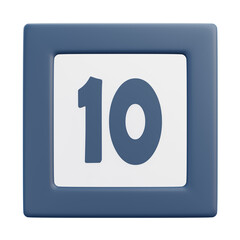 3D Number 10 Icon with Front Perspective View