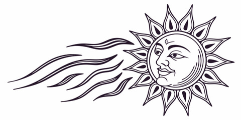 Fototapeta premium Bright sun symbol artwork, vector design on white background vector illustration