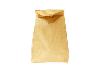 a brown paper bag with a handle on a white background