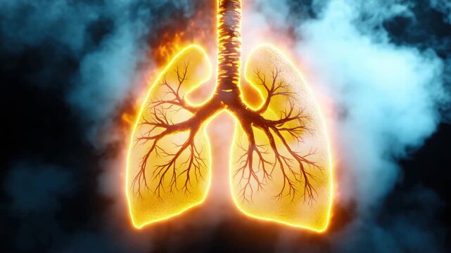 Illustrates how smoking damages lung tissue and affects respiratory health over time. Highlights the serious consequences of tobacco use on the lungs and overall well-being