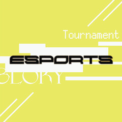 Glitched Futuristic Esport Sign Typography on Acid Green Backdrop, Brutalism Flat Style Illustration