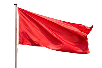 red flag fluttering in the wind cut out - isolated on a white background PNG , AI GENERATED