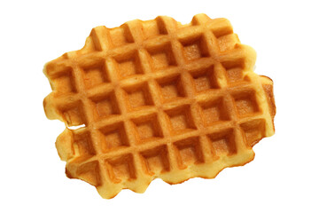 a waffle on a white surface with a white background