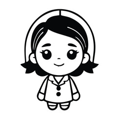 Cute female child in a professional role, standing in a hospital setting. Smiling, confident, and ready to help, the child is in a medical role.