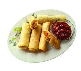 vegetable spring roll with sauce