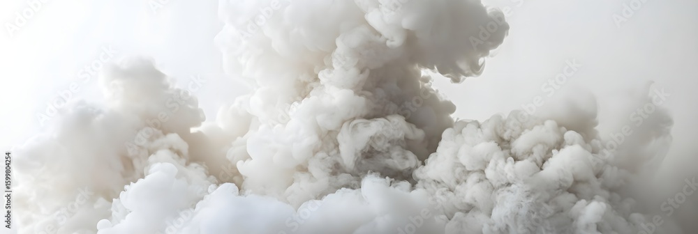 Poster white mist drifts across a pale backdrop, creating a soft cloud effect with plenty of blank space fo