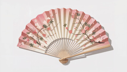 A delicate illustration of a traditional Japanese uchiwa folding fan against a clean white background